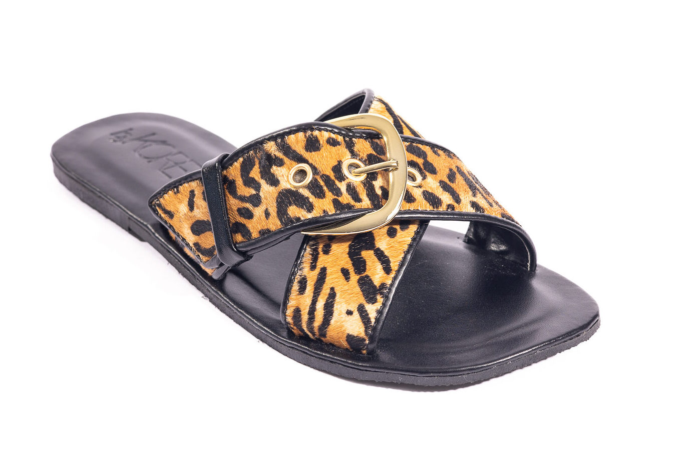 Rasteira chinelo animal print com fivela